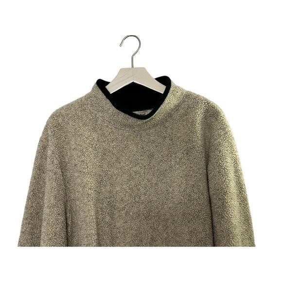 L.L. Bean Beige Sherpa Fleece Mock Neck Sweater Women's Size XL - Picture 2 of 5